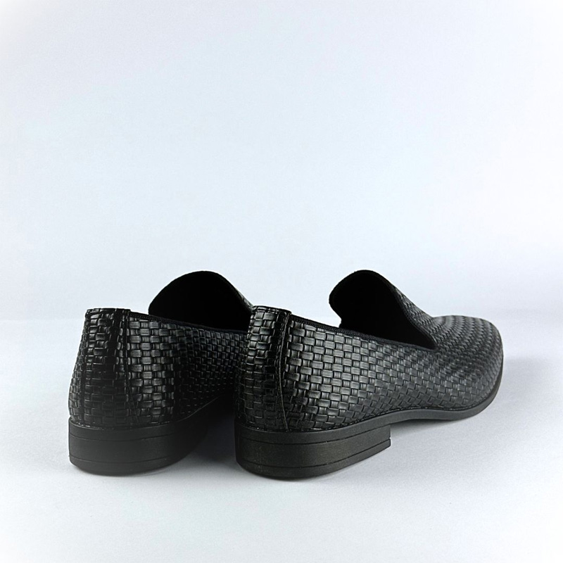 Picture of Handcrafted Weaved Leather Dress Loafer (Black)