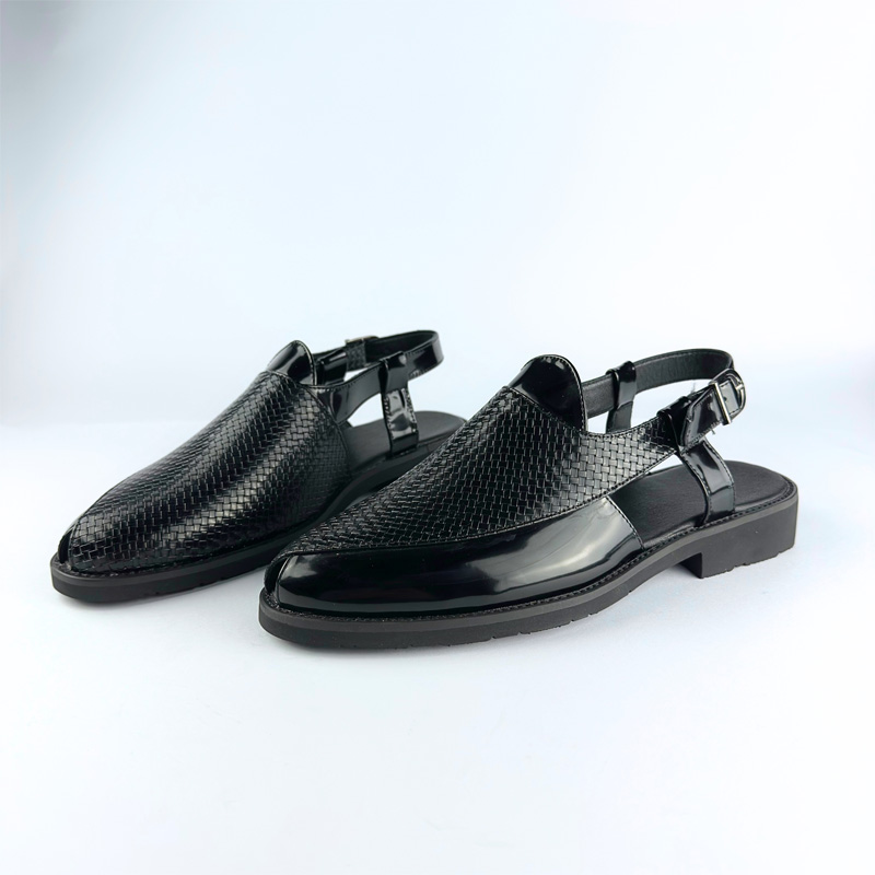 Picture of Peshawari Perforated Leather Sandal (Black)