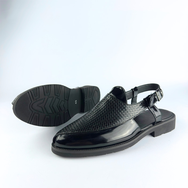 Picture of Peshawari Perforated Leather Sandal (Black)