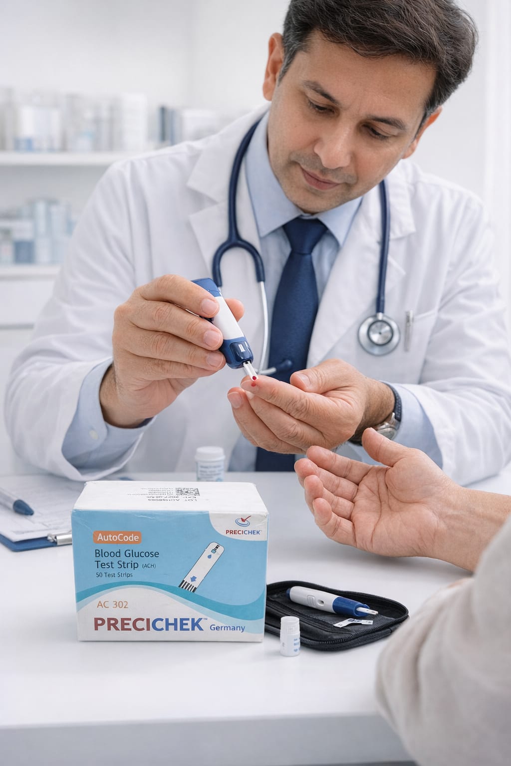 Picture of PRECICHEK Germany AutoCode AC 302 Blood Glucose Test Strips (ACH) 50 High-Precision Diabetes Test Strips for Fast & Accurate Blood Sugar Monitoring
