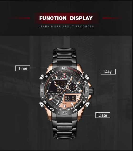 Picture of NAVIFORCE NF9171 Stainless Steel Dual Wrist Watch for Men