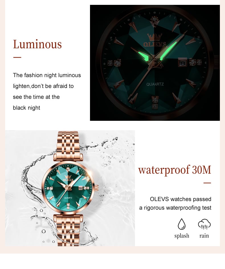Picture of Olevs 5536 Quartz Watch for Women Stainless Steel Strap Fashion Rhombus Mirror Design Luxury Ladies Dress Wristwatch