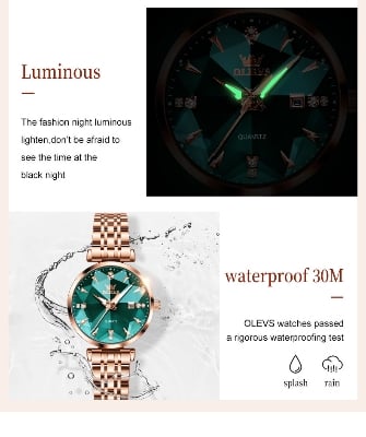 Picture of Olevs 5536 Quartz Watch for Women Stainless Steel Strap Fashion Rhombus Mirror Design Luxury Ladies Dress Wristwatch