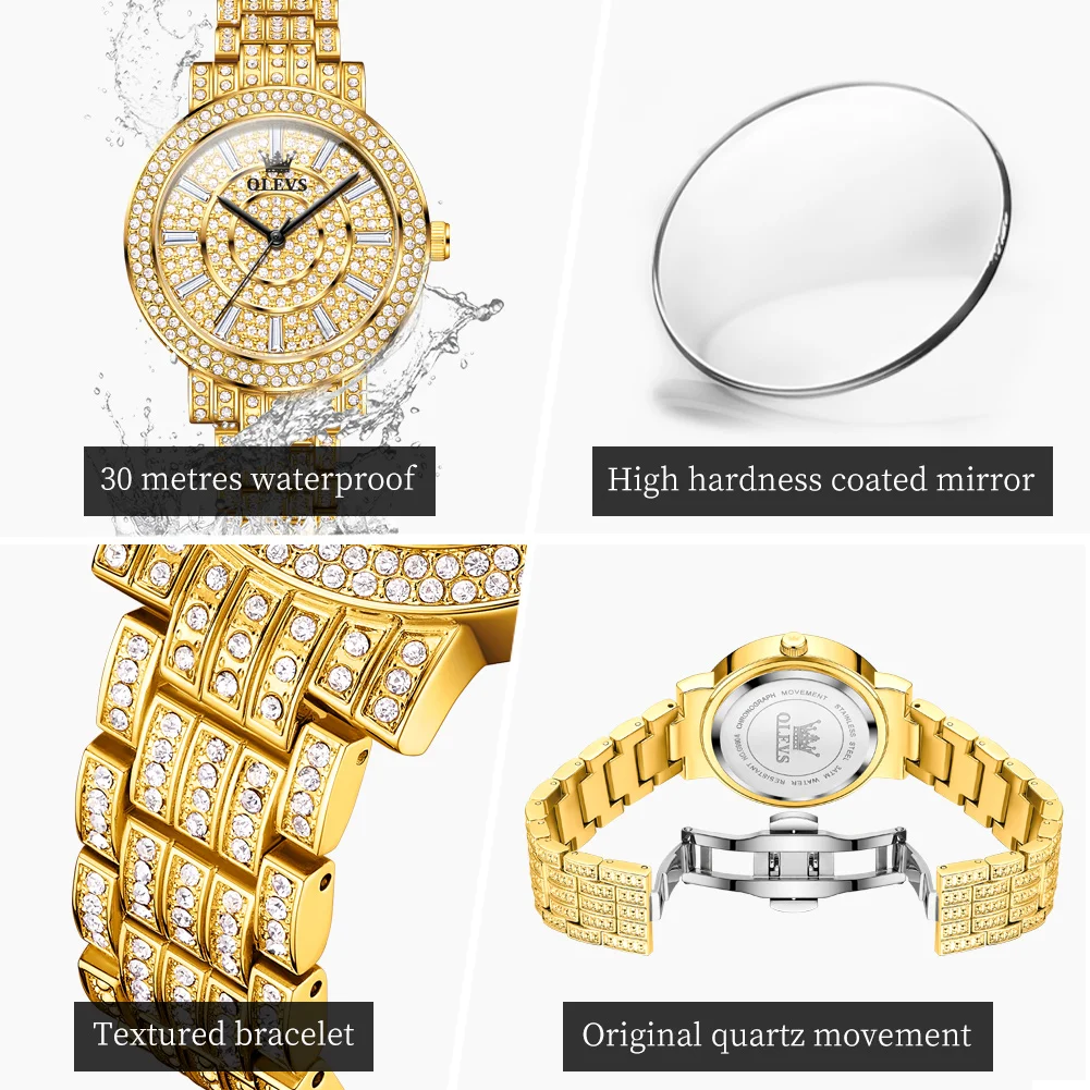 Picture of OLEVS 9904 Watch For Women  Waterproof Original Luxury Full Diamond Stainless Steel Elegant Luminous Gift For Girlfriend 9904