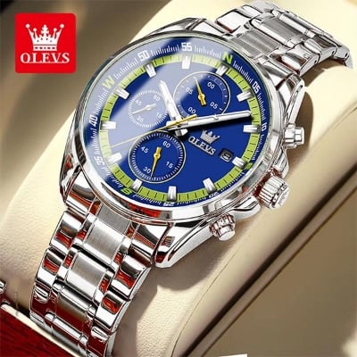 Picture of Olevs 713 Luxury Chronograph Quartz Stainless Steel Luminous Watch Men's For-Black/Red