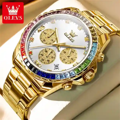 Picture of OLEVS  2939 Original Brand High Quality Luxury Men's Watches Multi-Function Waterproof Quartz Watch with Colorful Diamonds 2939