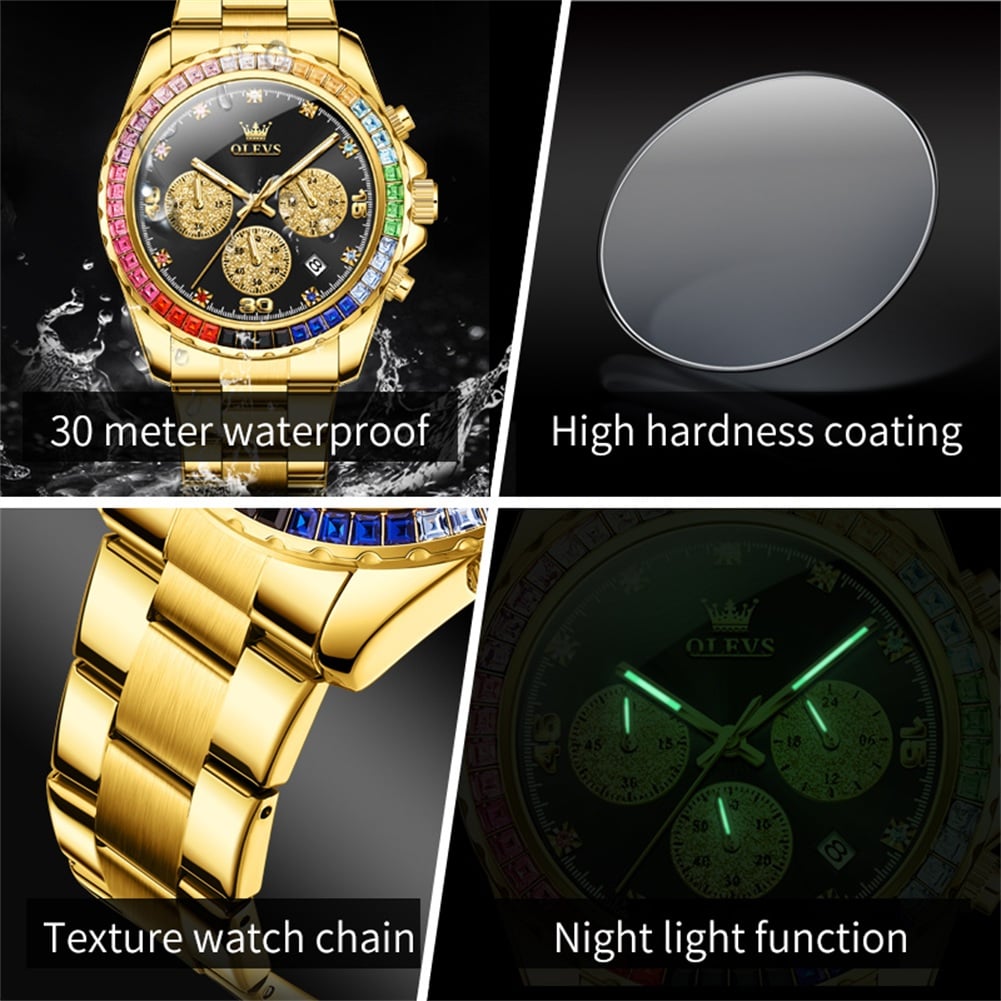 Picture of OLEVS  2939 Original Brand High Quality Luxury Men's Watches Multi-Function Waterproof Quartz Watch with Colorful Diamonds 2939