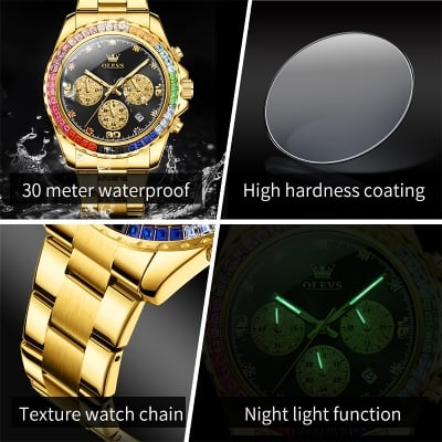 Picture of OLEVS  2939 Original Brand High Quality Luxury Men's Watches Multi-Function Waterproof Quartz Watch with Colorful Diamonds 2939