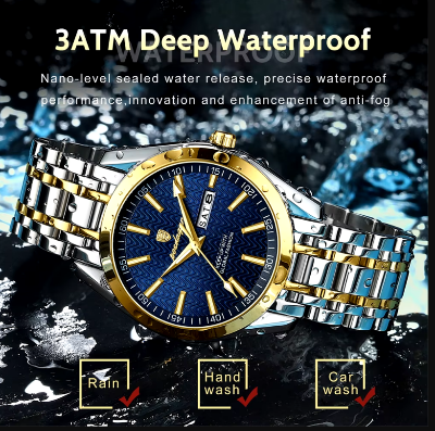 Picture of POEDAGAR 962 Men's Watches Stainless Steel Analog Quartz Waterproof Wristwatch with Calendar Luxury Brand Business Watch for Men