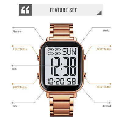 Picture of SKMEI 2259 Men's Electric Watch Stainless Steel Waterproof Chronograph Luminous Countdown Dual Time Watch 2259