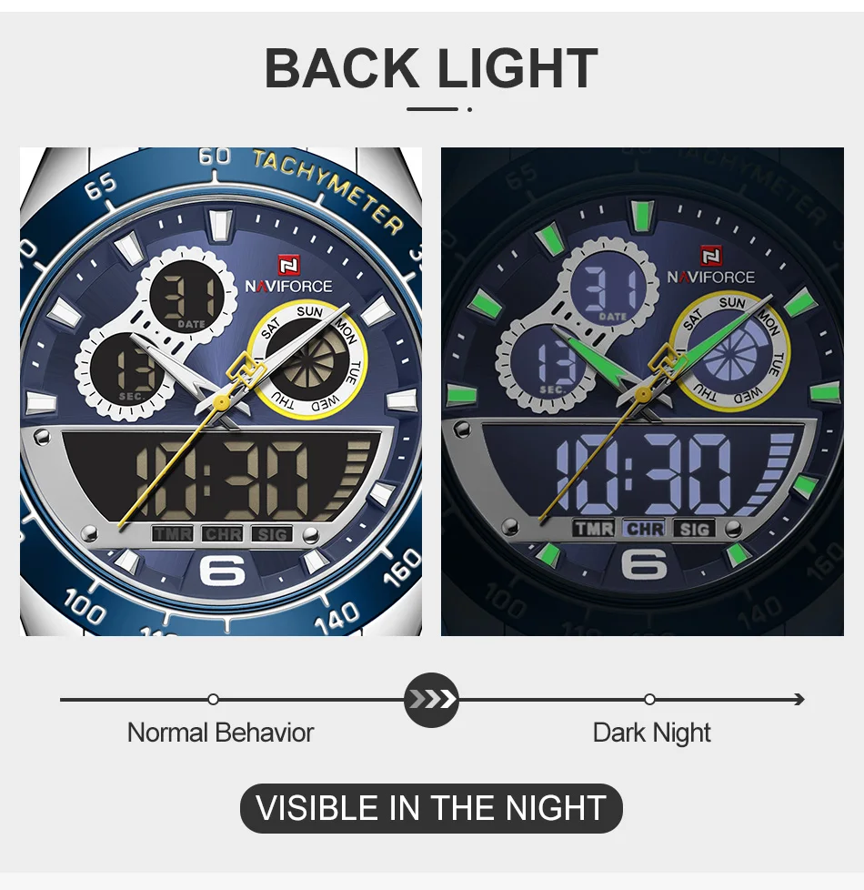 Picture of NAVIFORCE 9188 Men Watch Waterproof Sports Men’s Quartz Wrist Watches Waterproof Stainless Steel Date Relogio Masculino
