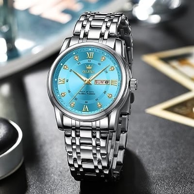 Picture of Olevs 5513 Silver Stainless Steel Analog Wrist Watch For Men