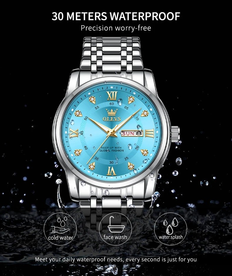 Picture of Olevs 5513 Silver Stainless Steel Analog Wrist Watch For Men