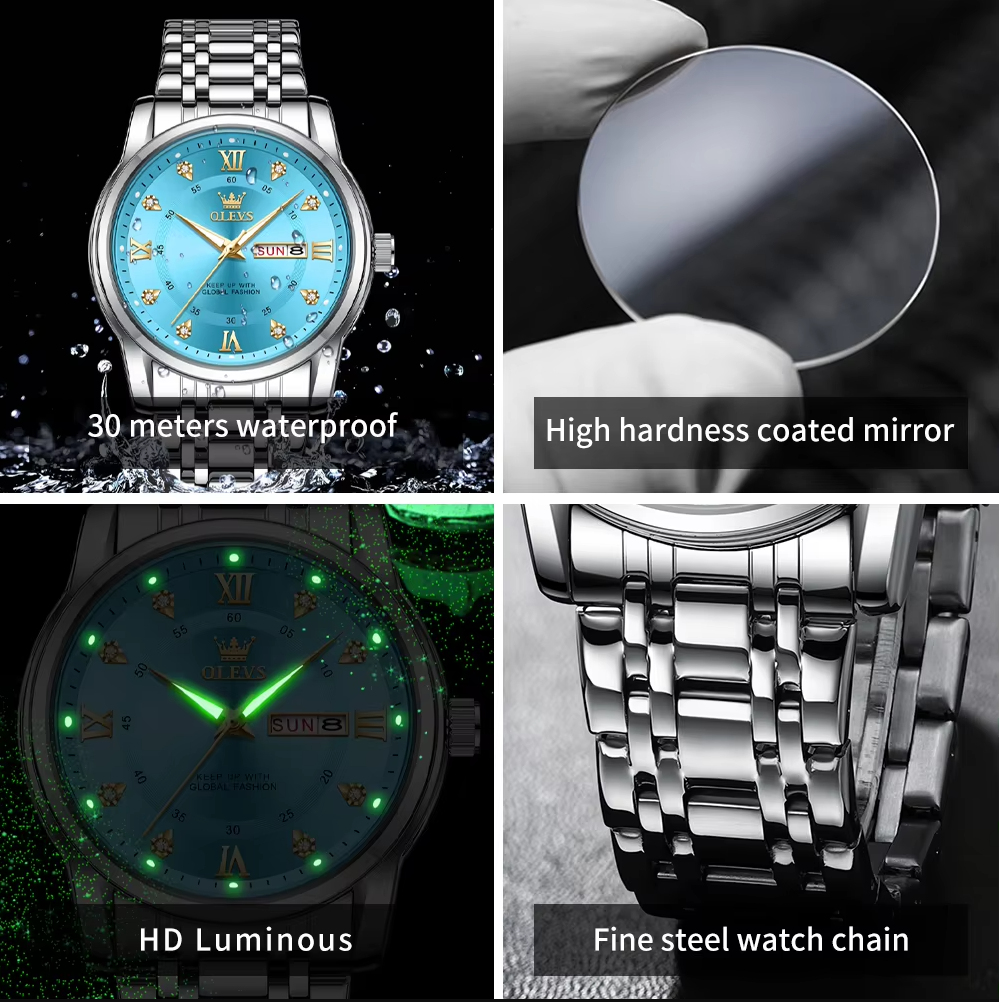 Picture of Olevs 5513 Silver Stainless Steel Analog Wrist Watch For Men
