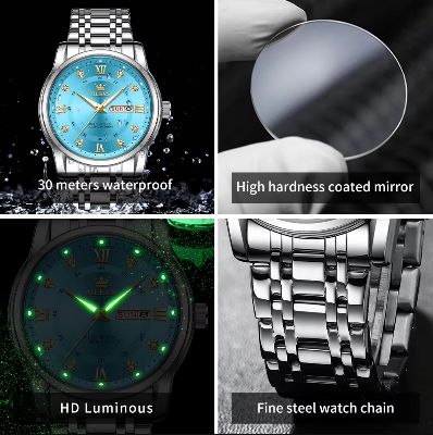 Picture of Olevs 5513 Silver Stainless Steel Analog Wrist Watch For Men