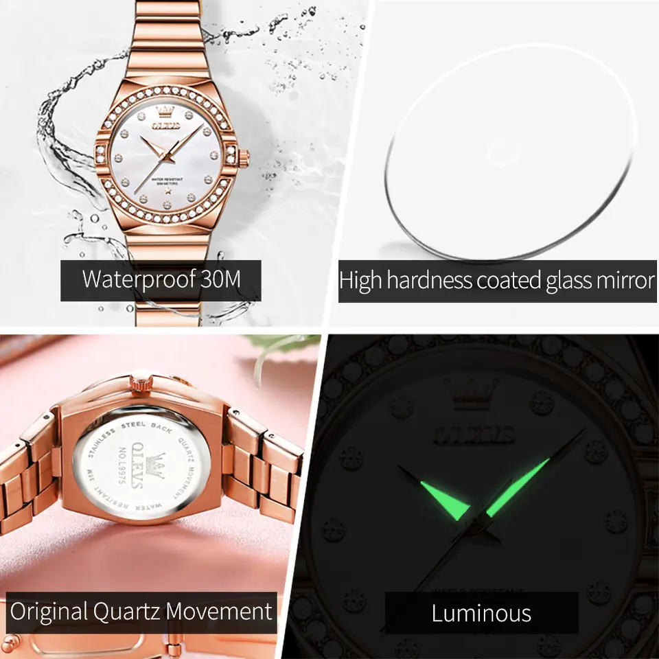 Picture of OLEVS 9975 Stainless Steel Strap Fashion Watch For Women Quartz Waterproof Women Wristwatches
