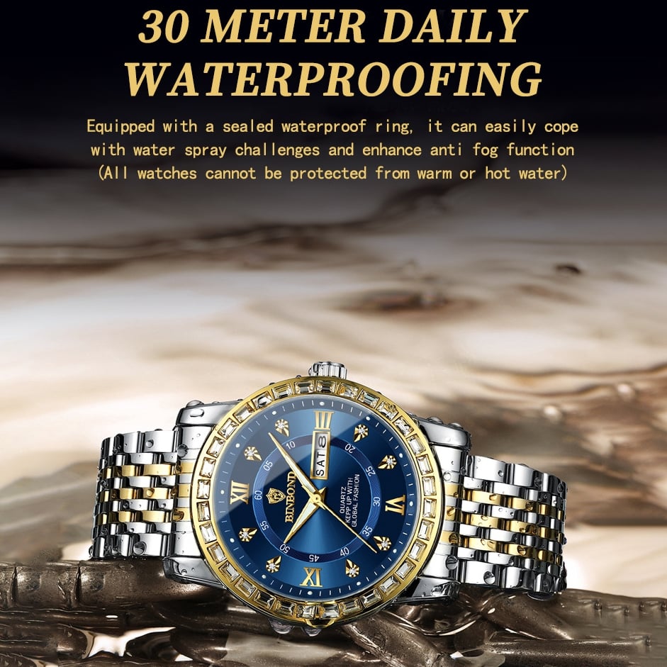 Picture of Binbond 2202 B2202 Casual Watch Life Waterproof Luminous Wristwatches Stainless Steel Belt Fashion Quartz Calendar Watch For Men