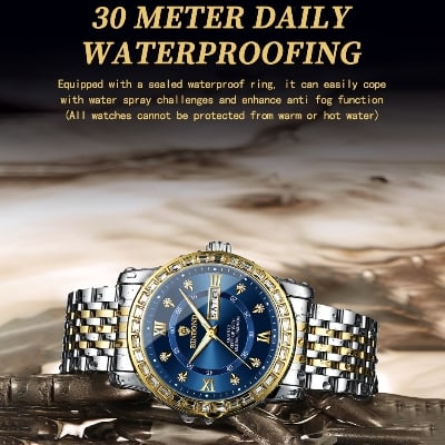 Picture of Binbond 2202 B2202 Casual Watch Life Waterproof Luminous Wristwatches Stainless Steel Belt Fashion Quartz Calendar Watch For Men