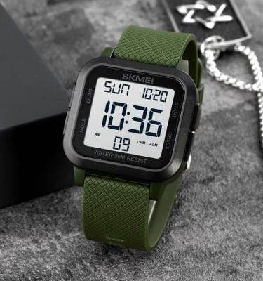 Picture of SKMEI 1894 Men Watch Digital Movement Stopwatch Countdown LED Display Square Shape Watch