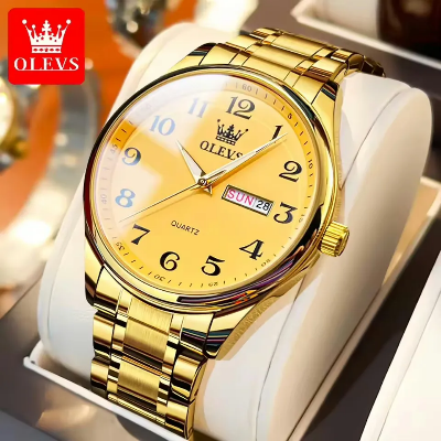 Picture of Olevs 5567 Men's Fashion Stainless Steel Japan Quartz Analog Day Date Watch Silver, gold & white