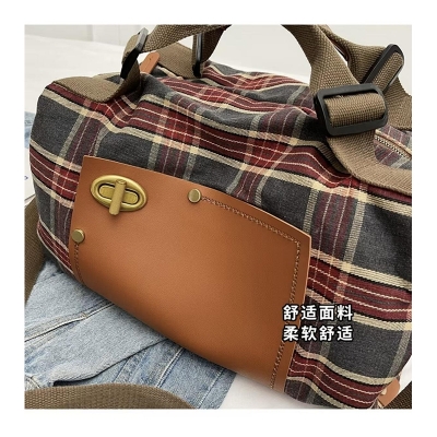 Picture of Cozy Vintage Plaid Leather Convertible Backpack-Shoulder Bag