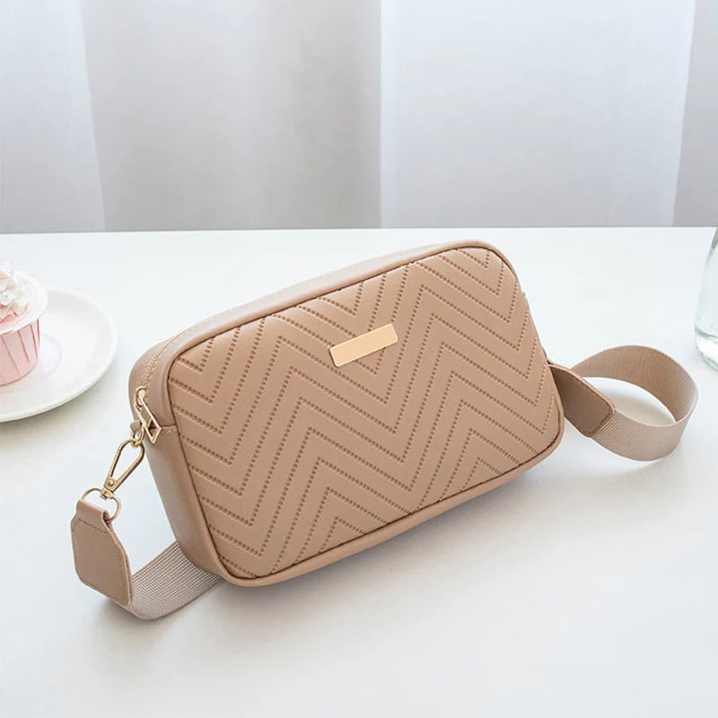 Picture of Wave Pattern Embroidered Camera Crossbody Bag Apricot