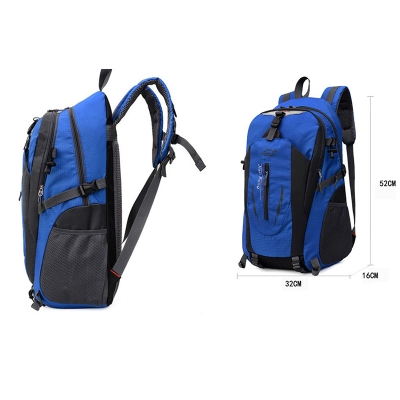 Picture of USB Charging Nylon Outdoor Travel Backpack - blue 