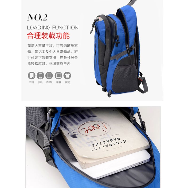 Picture of USB Charging Nylon Outdoor Travel Backpack - blue 