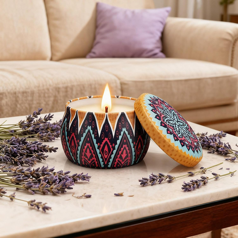 Picture of Lavender Scented Soy Candle Gift Set (4 Pcs) – Long Lasting Aromatherapy for Home