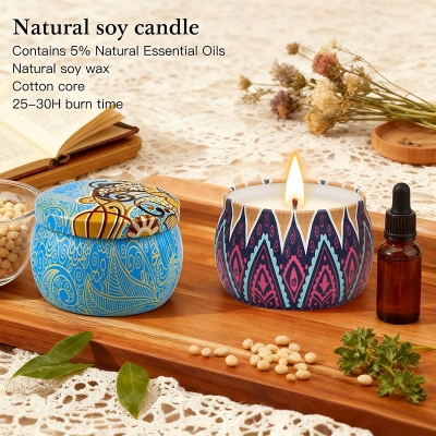 Picture of Lavender Scented Soy Candle Gift Set (4 Pcs) – Long Lasting Aromatherapy for Home