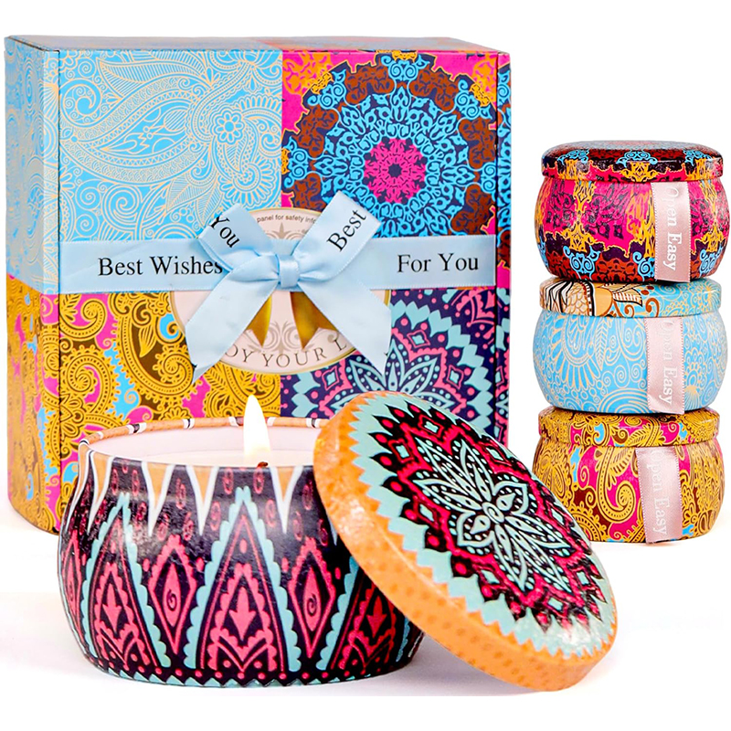 Picture of Lavender Scented Soy Candle Gift Set (4 Pcs) – Long Lasting Aromatherapy for Home