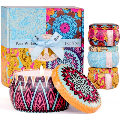 Picture of Lavender Scented Soy Candle Gift Set (4 Pcs) – Long Lasting Aromatherapy for Home