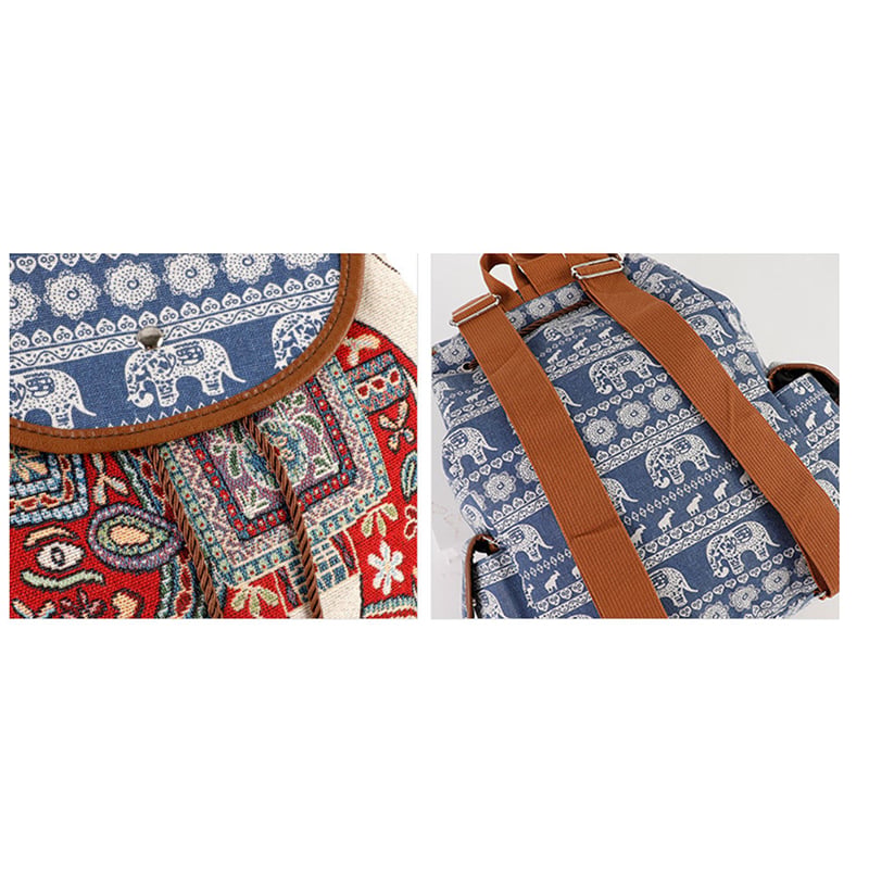 Picture of Large Ethnic Style Backpack With Embroidered Elephant
