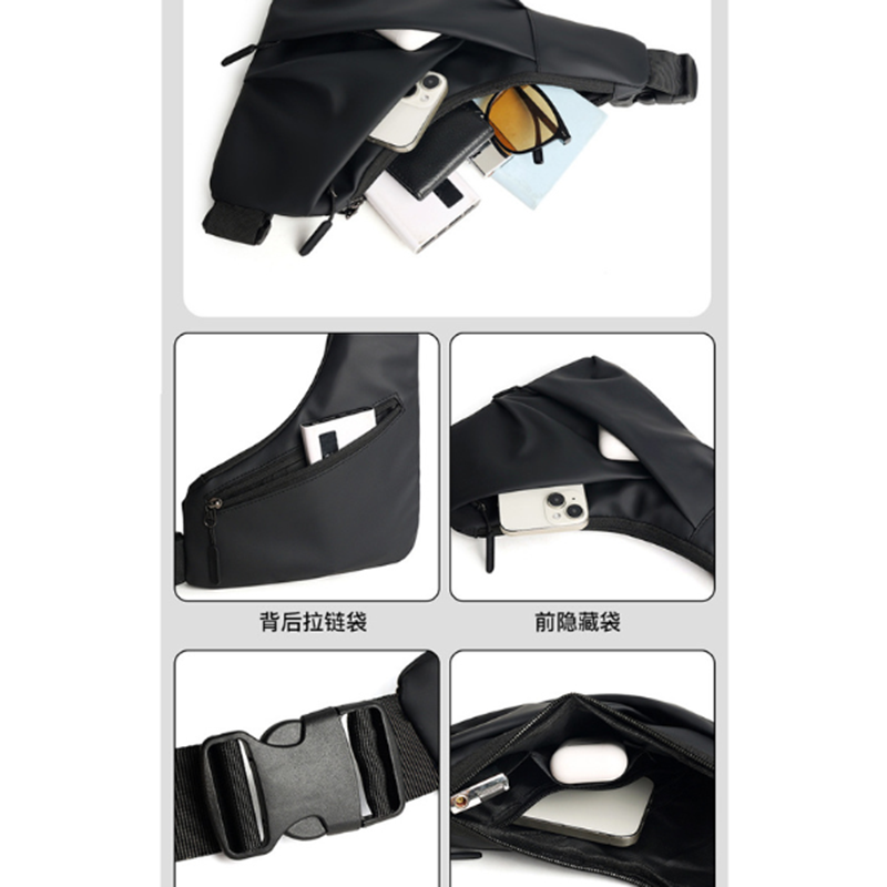 Picture of Mens Triangle Crossbody Bag Lightweight Waterproof Chest Shoulder Bag