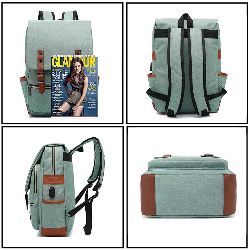 Picture of Vintage Laptop Backpack With USB Port For 15.6 Inch – Green