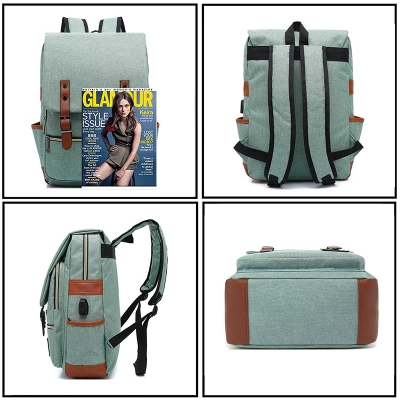 Picture of Vintage Laptop Backpack With USB Port For 15.6 Inch – Green