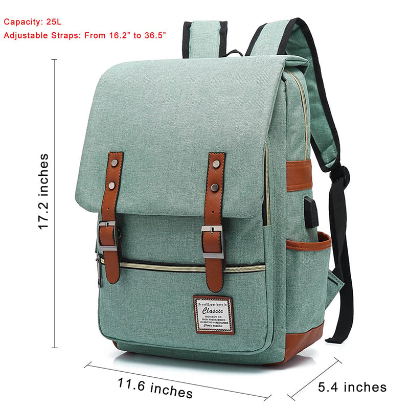 Picture of Vintage Laptop Backpack With USB Port For 15.6 Inch – Green