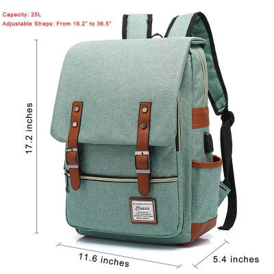 Picture of Vintage Laptop Backpack With USB Port For 15.6 Inch – Green
