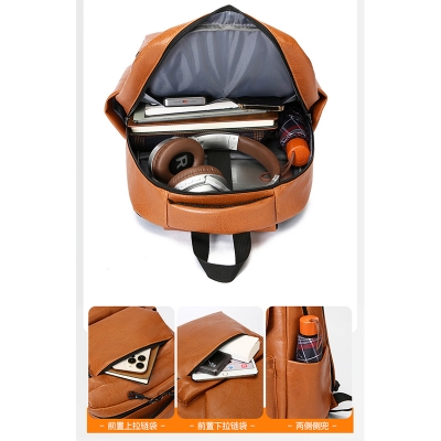 Picture of Style PU Leather Fashion Mens Backpack - light brown