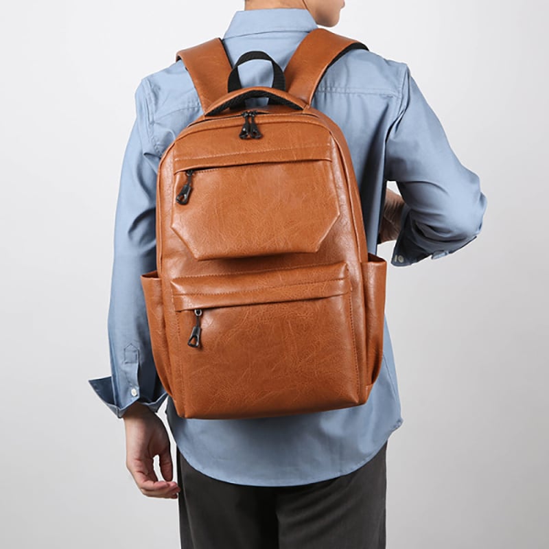 Picture of Style PU Leather Fashion Mens Backpack - light brown
