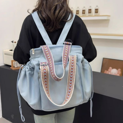 Picture of Multi Functional Diaper Backpack 2 in 1 Large Capacity Travel Mom Bag Light Blue