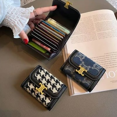 Picture of Nice Credit Card Holder, Mini Zipper Around Coin Purse, Wallet -Black