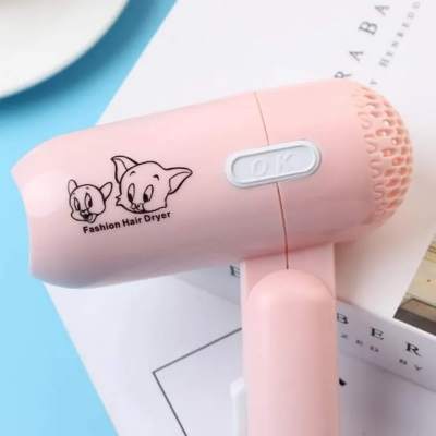 Picture of Fashion Mini Folding Hair Dryer 450w Low Power Household Travel Dorm Hair Dryer Two-Speed Wind Hair Dryer Salon Modeling Tool -Blue