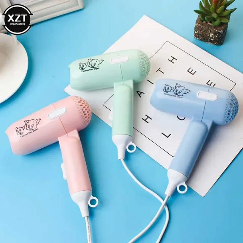 Picture of Fashion Mini Folding Hair Dryer 450w Low Power Household Travel Dorm Hair Dryer Two-Speed Wind Hair Dryer Salon Modeling Tool -Blue