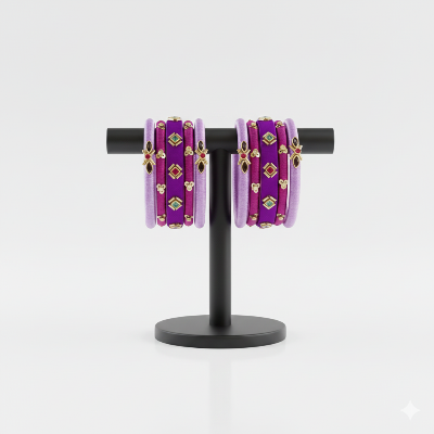 Picture of Kurimukul Purple Handmade Bangles Set - 2 Pcs Combo
