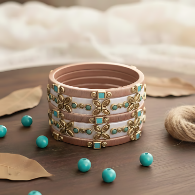 Picture of Kurimukul Handmade French Beige X White Bangles Set