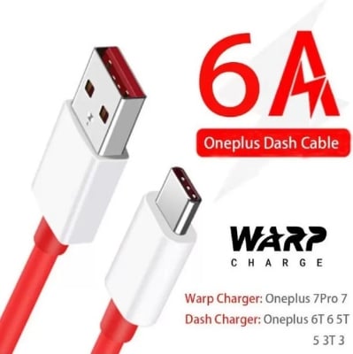 Picture of OnePlus Warp Charge 6A USB Type-C Data Cable 100cm for OnePlus 7T, 7 Pro, 7, 6T, 6, 5T, 5, 3T, 3, Quick Charging, Tangle-Free Design