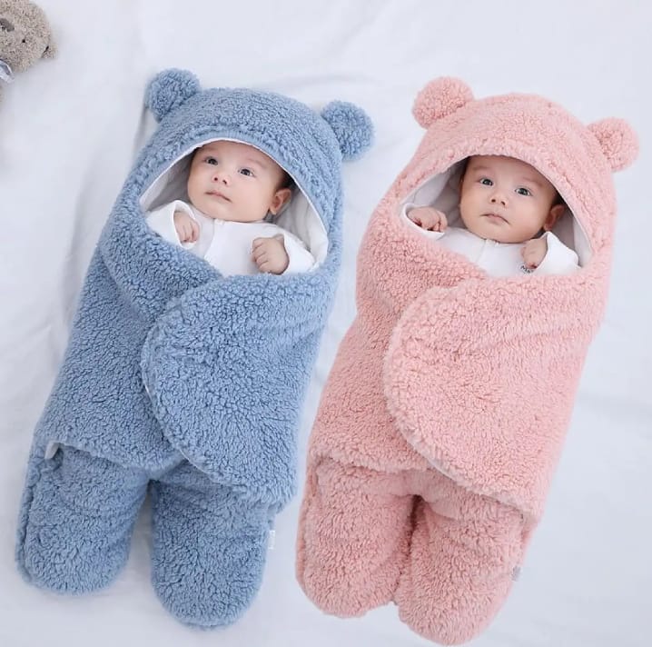 Picture of Cute Baby Cocoon Sleeping Bag Ultra-Soft Fluffy Fleece Newborn Receiving Blanket Infant Boys Girls Clothes Sleep Nursery Wrap Swaddle For (0-6 Month ) Baby Sofa