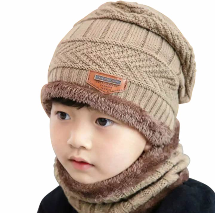 Picture of EMPOISON Kids Warm Winter Beanie Hat & Scarf Set for Boys Girls. Stylish Knit Skull Cap with Fleece Lining, Cold Snow Knit Cap, Air Proof Cap, Ear Warmer Cap
