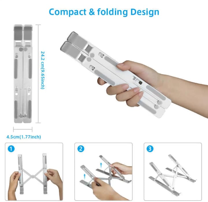 Picture of Laptop Stand Aluminum Alloy Adjustable Multi-Angle Laptop Stand 10-17 Inch Tablet Notebook Laptop Stand - Laptop Table